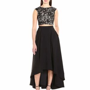 Aidan Mattox - Aidan by MN1E200681 Two Piece Lace High Low A-line Gown-Size6-NWT